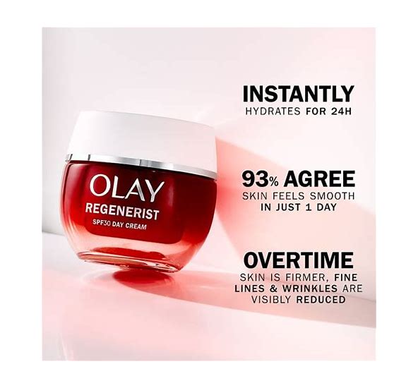 Olay Regenerist SPF 30 Day Cream ingredients and anti-ageing benefits