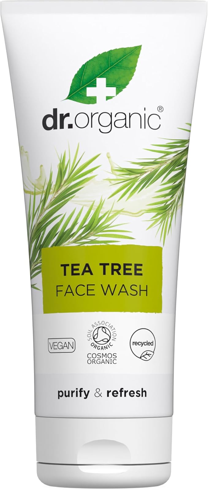 Dr Organic Tea Tree Face Wash 200ml front bottle packaging