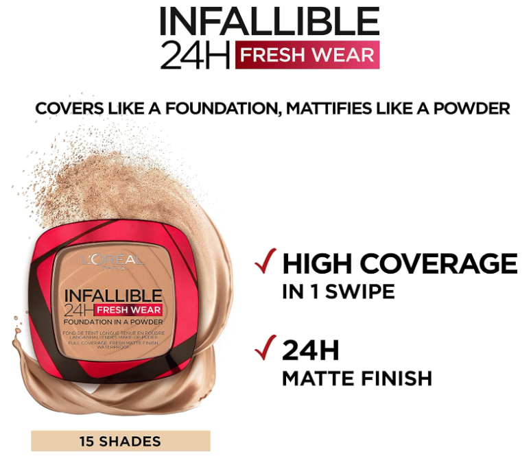 L'Oreal Infaillible 24H Foundation Powder compact open showing pressed powder