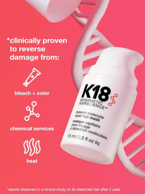 K18 Leave-In Molecular Repair Hair Mask 50ml packaging side view