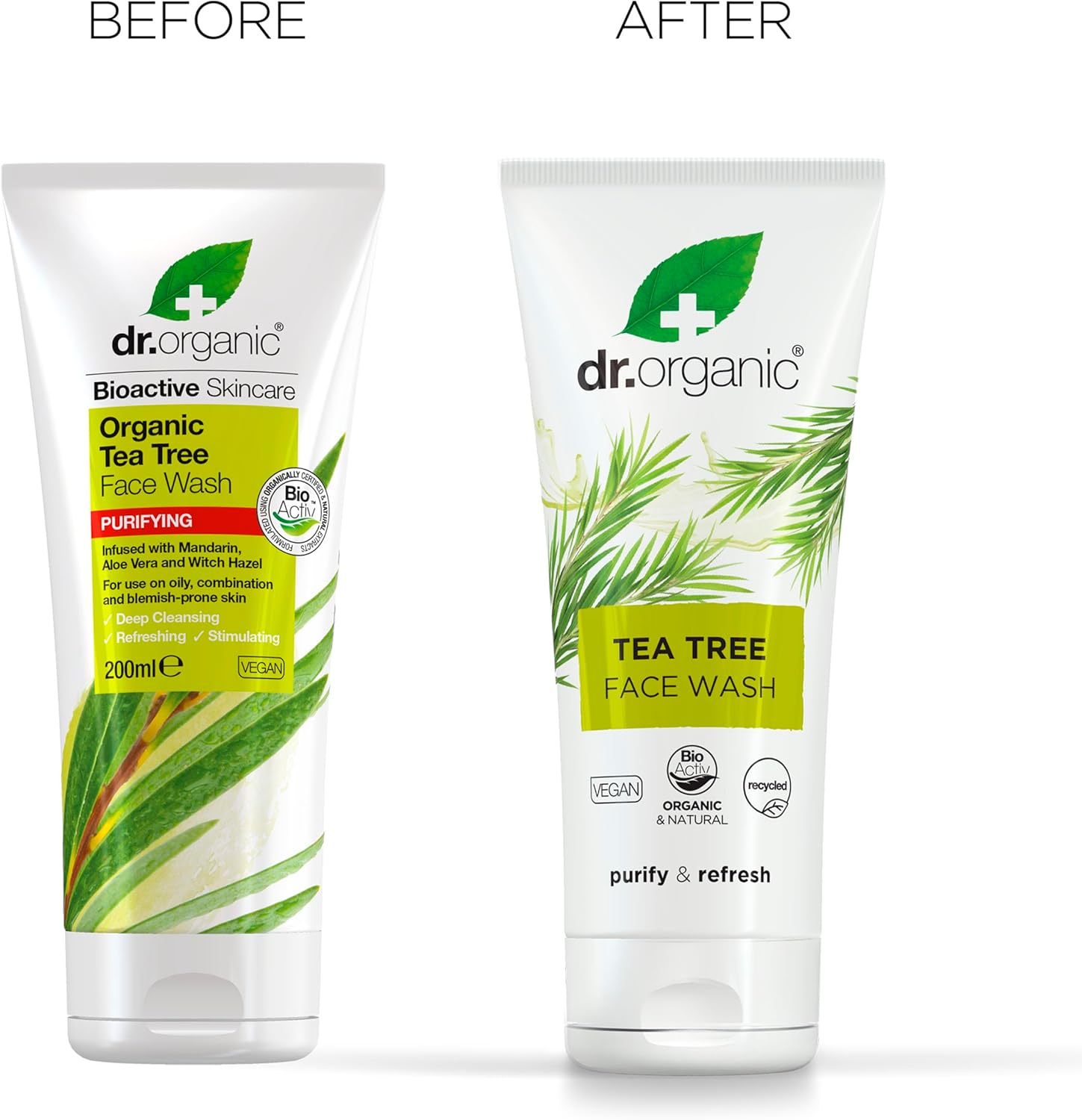 Dr Organic Tea Tree Face Wash 200ml lifestyle in-use product shot