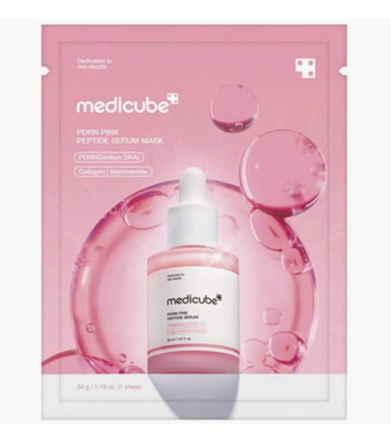 MEDICUBE K-Beauty Sheet Mask Pack — PDRN Pink Peptide Serum Sheet Mask with peptides and PDRN
