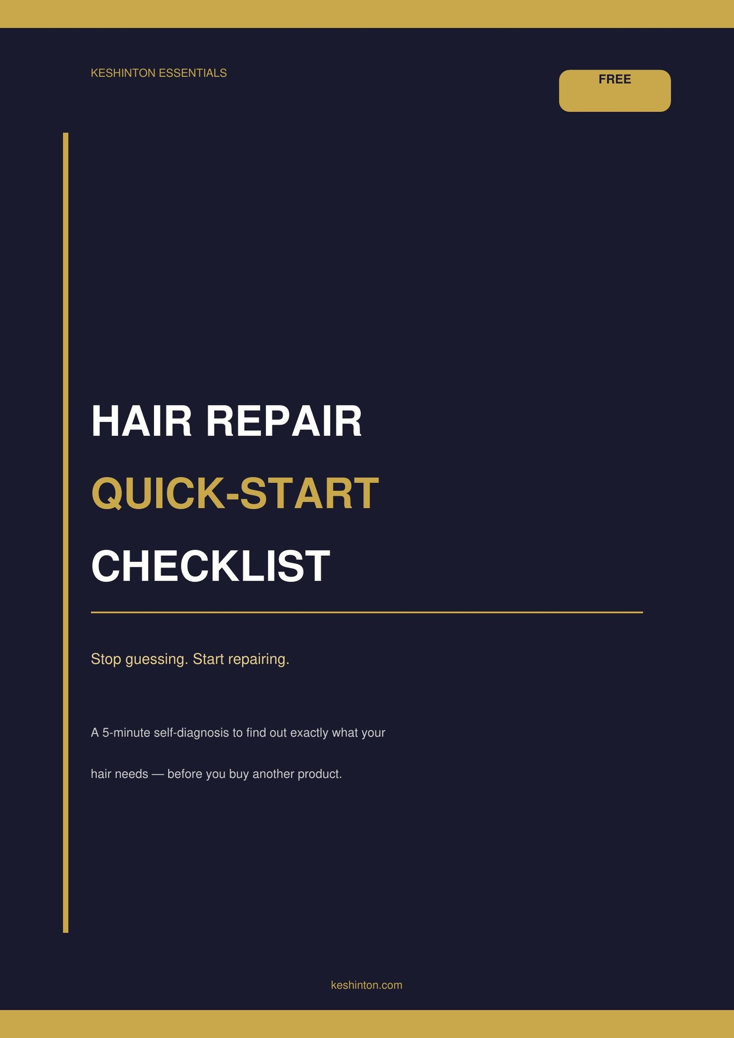 Hair Repair Quick-Start Checklist free guide digital download cover – Keshinton Essentials