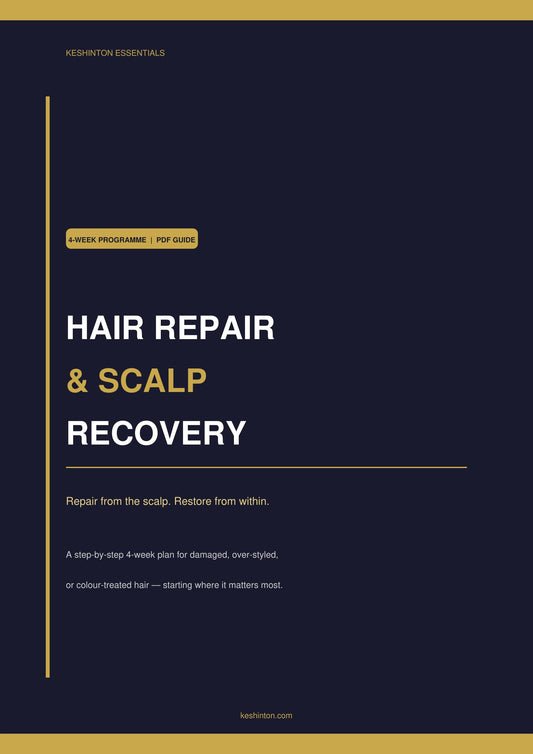 Hair Repair and Scalp Recovery Guide 4-Week Routine digital download cover – Keshinton Essentials