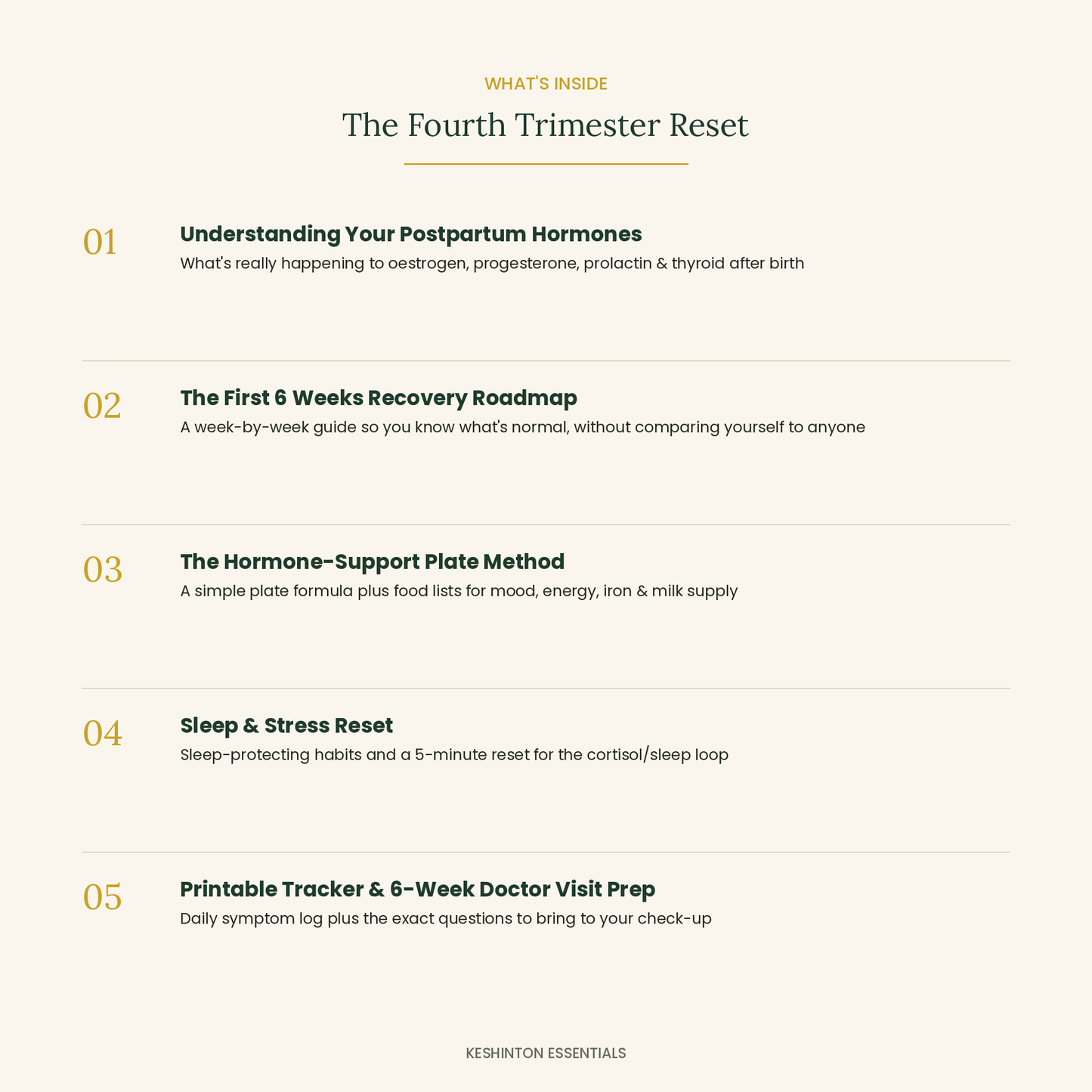 What's inside the Fourth Trimester Reset planner