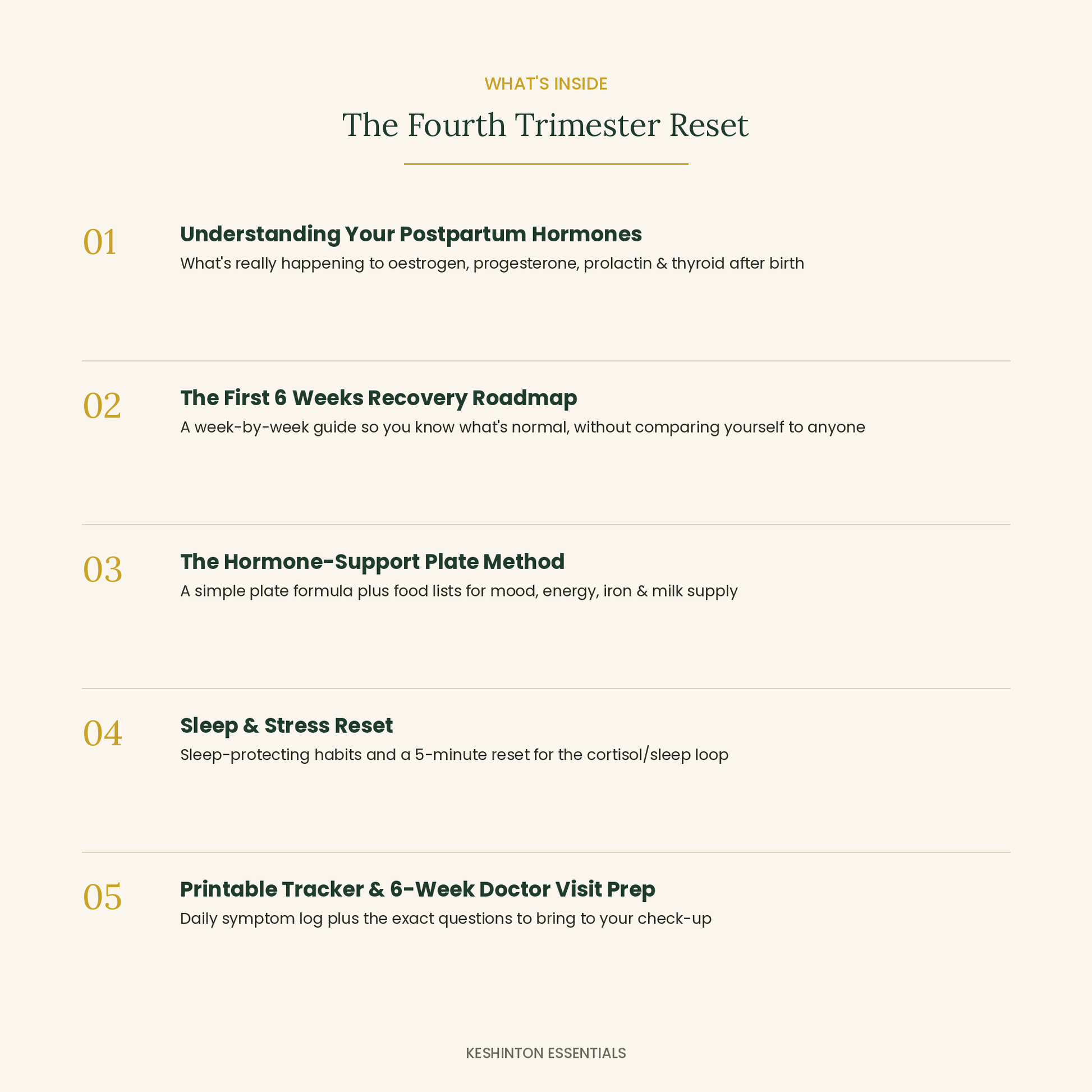 What's inside the Fourth Trimester Reset planner