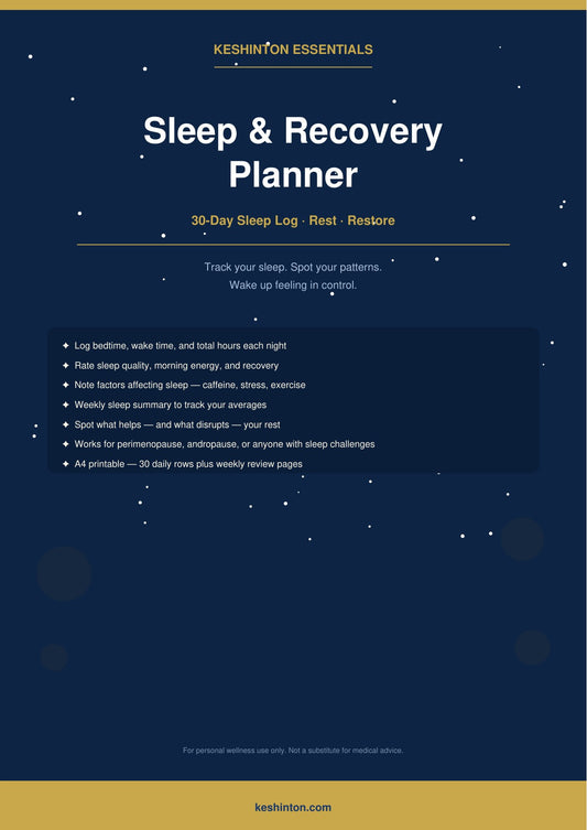 Sleep & Recovery Planner — Insomnia Log & Night Routine (Digital Download)